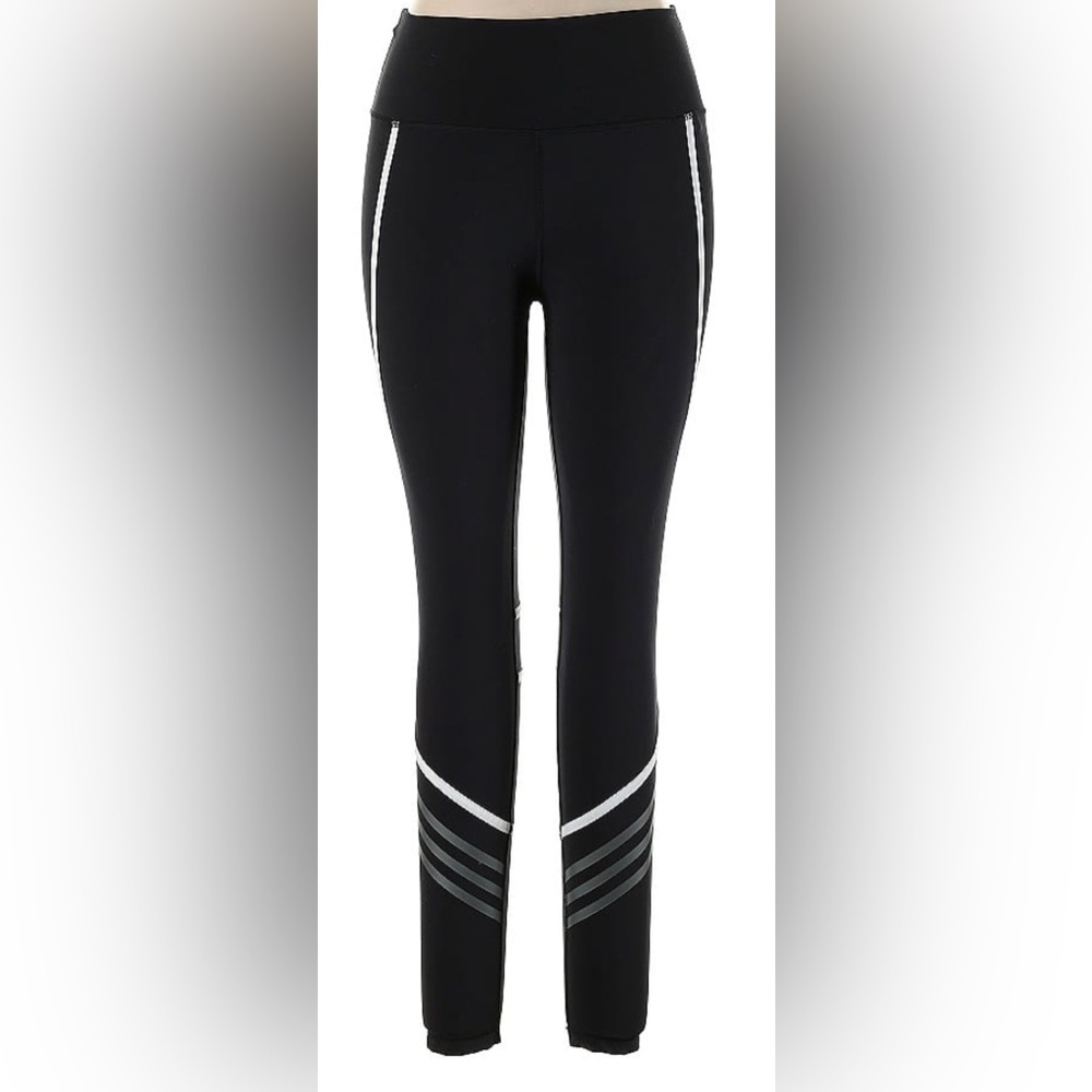 ADIDAS Ankle Length Black Leggings with Silver Stripes